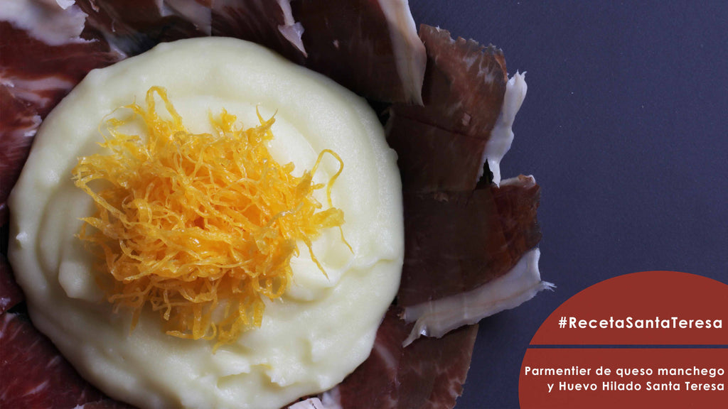 Receta de Parmentier de queso con jamón y Huevo Hilado Santa Teresa
