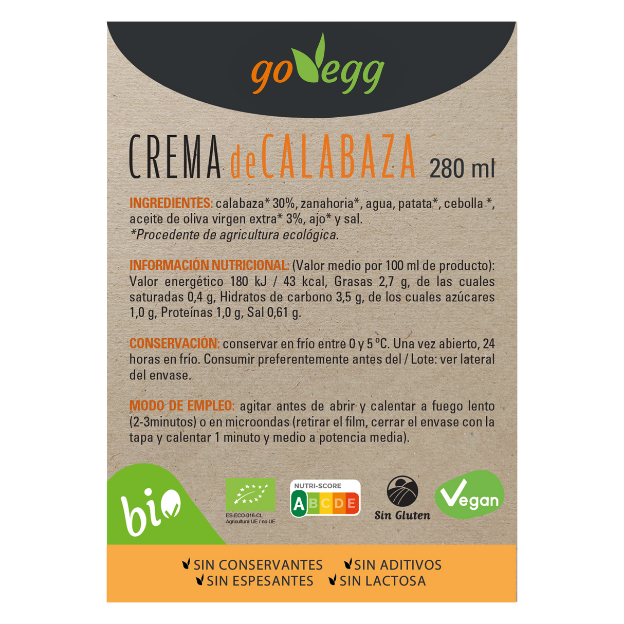 Crema de Calabaza BIO, 280 g