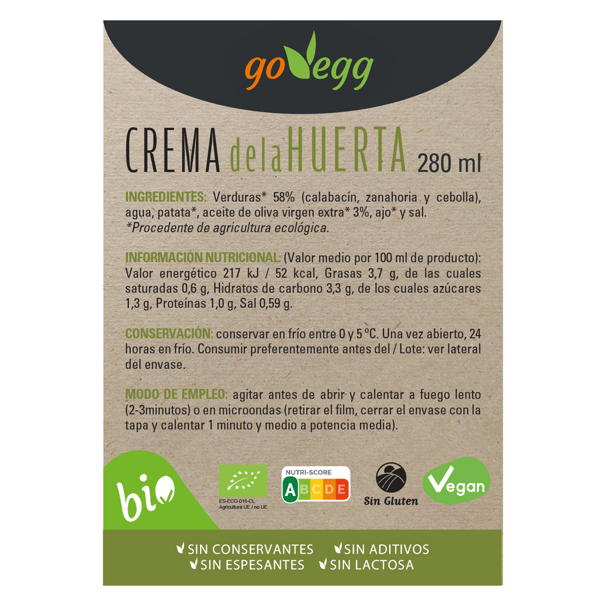 Crema de Huerta BIO, 280 g