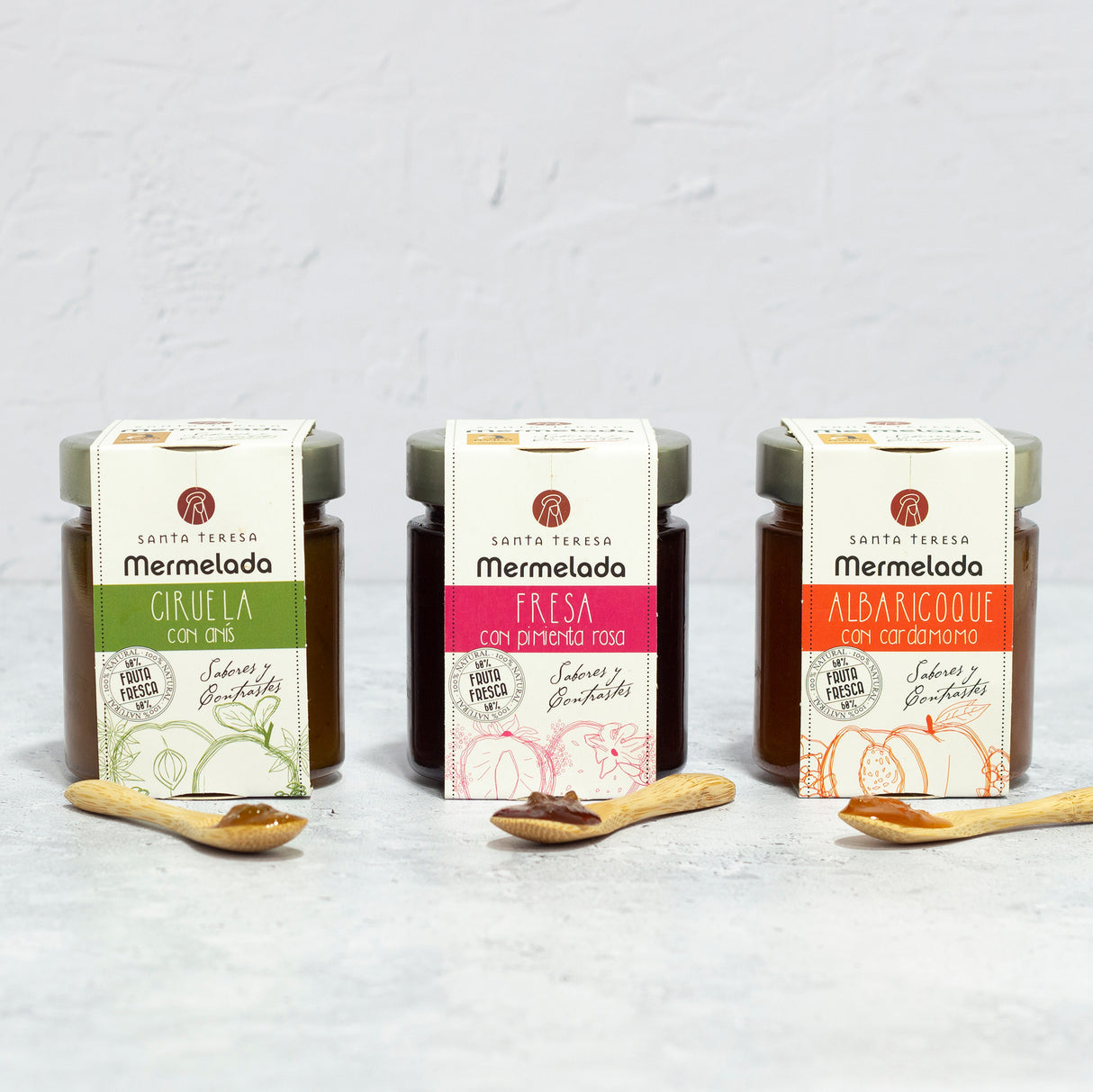 Pack de Mermeladas Tradicionales: Albaricoque, Ciruela y Fresa 720 g