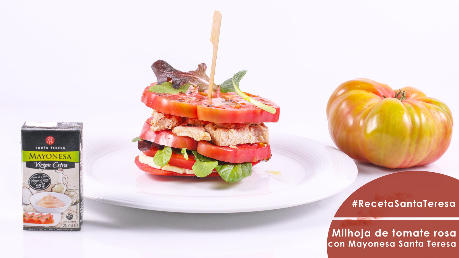 Milhojas de tomate rosa con Mayonesa Santa Teresa