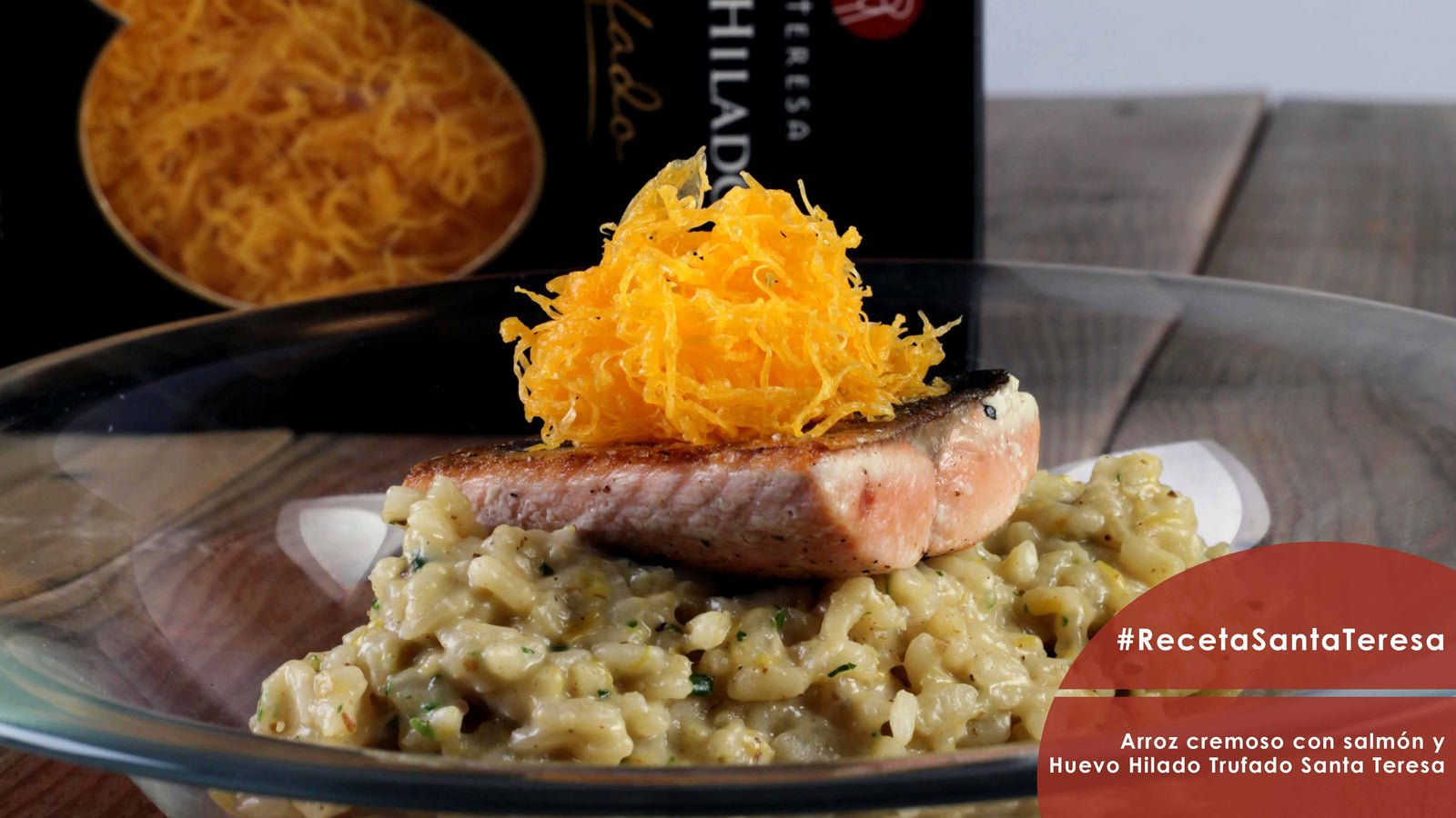 Receta de arroz cremoso con salmón y Huevo Hilado Trufado Santa Teresa