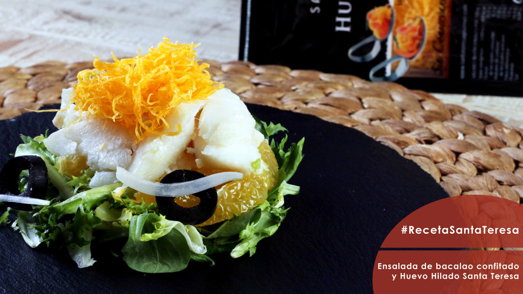 Ensalada de bacalao confitado y Huevo Hilado Santa Teresa