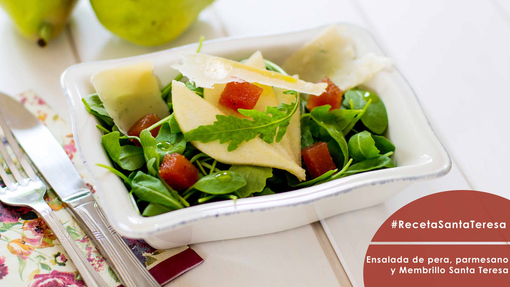 Receta de Ensalada de pera, parmesano y Membrillo Santa Teresa