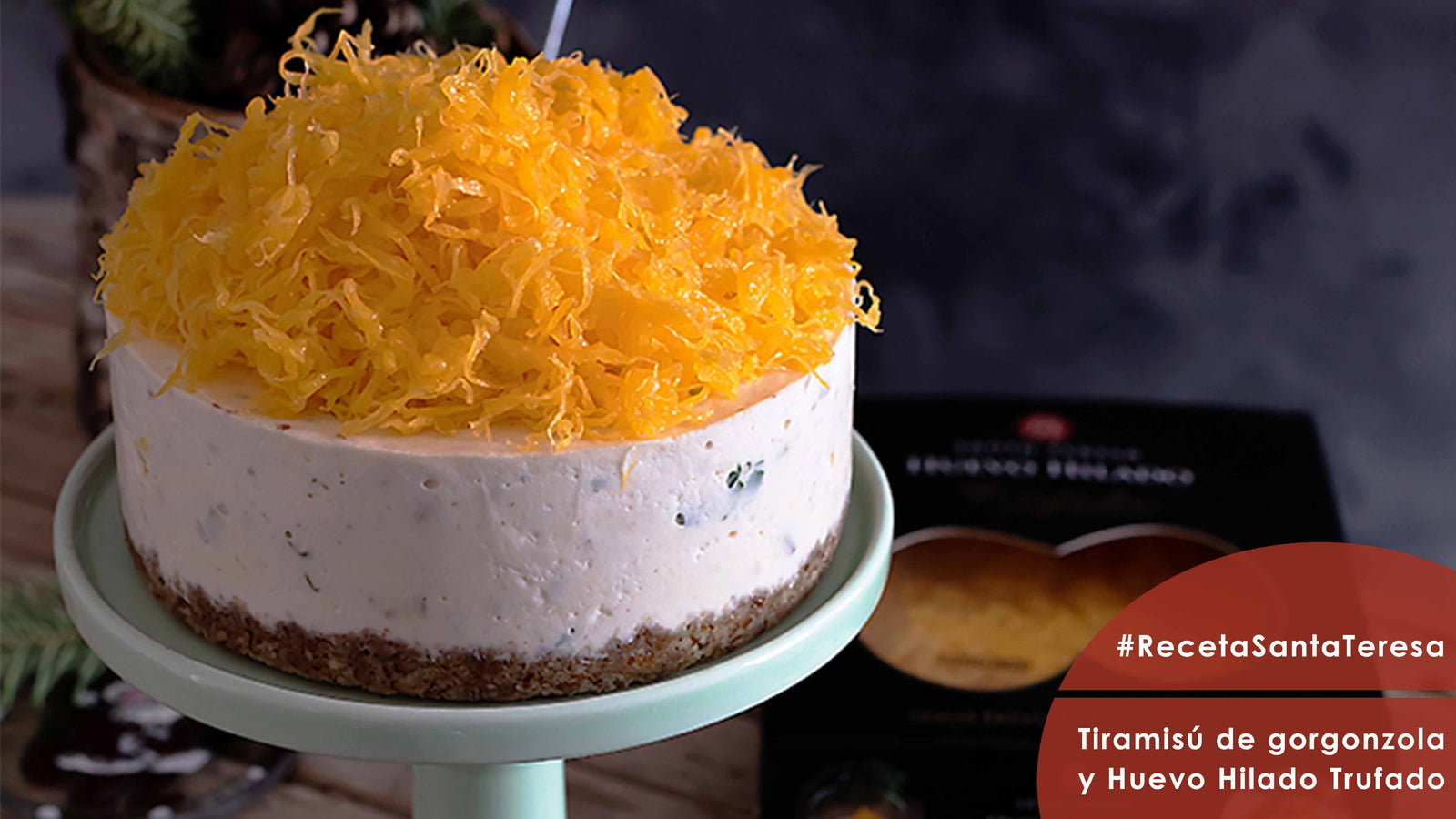 Tiramisú de gorgonzola con nueces y Huevo Hilado Trufado