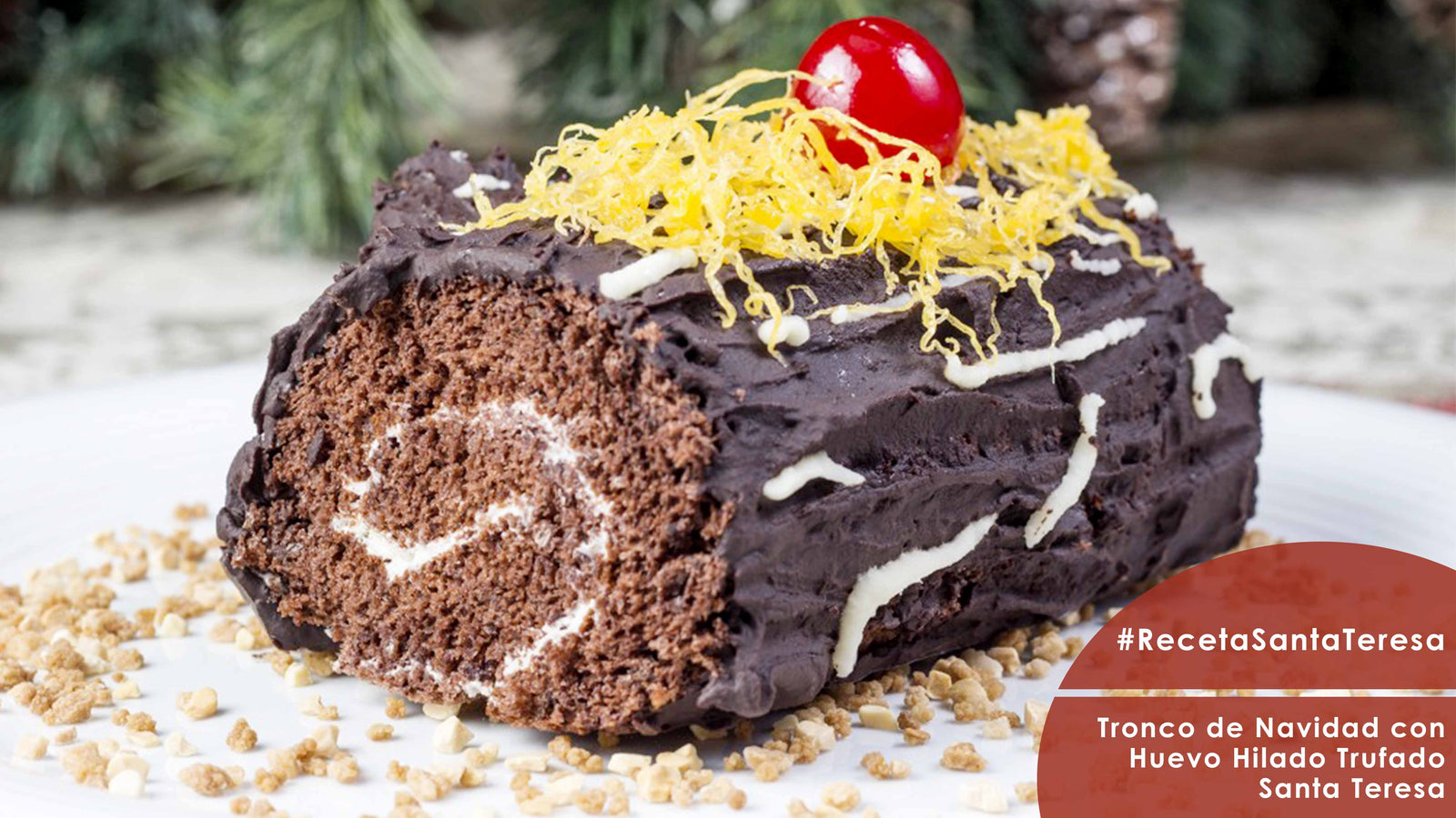 Receta de Tronco de Navidad casero con Huevo Hilado Trufado Santa Teresa